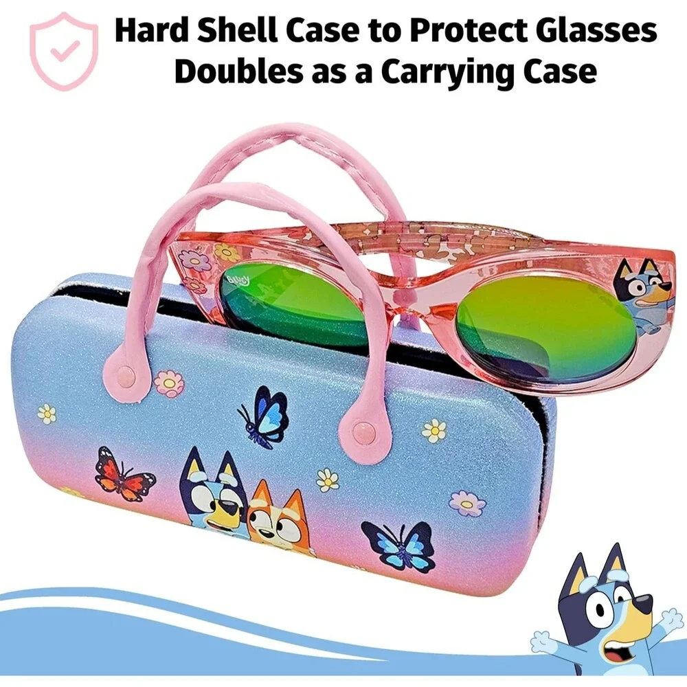 Bluey Bingo Girls Pink Cat Eye Sunglasses *Case Included*